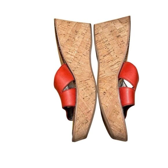 Sam Edelman Women's Reid Leather Cork Platform Sandal, Red, 7.5 M US - Picture 3 of 8